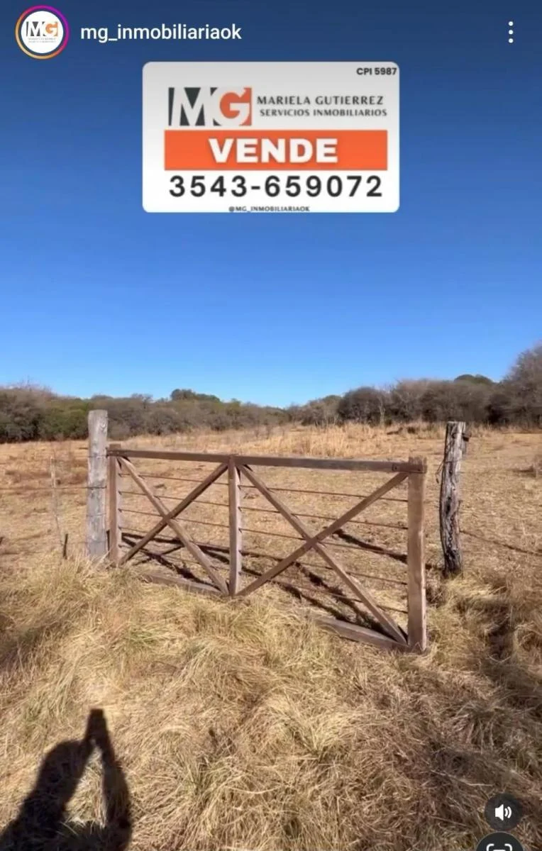 Venta de Fracción de Campo de 8 Ha Entre Agua de Oro y Salsipuedes